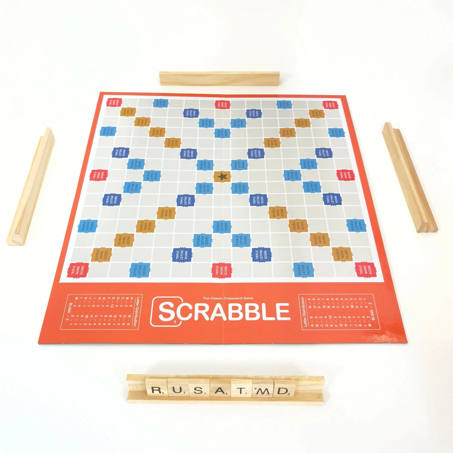 Scrabble Board Game Wooden Tiles And Racks Classic Word Spelling Toys Fun Family Game for 2-4 Players Gamers Guild