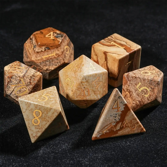 Painted Stone Pirate Dice Set – 7-Piece Gemstone Polyhedral Dice for DND, RPG & Tabletop Adventures Gamers Guild