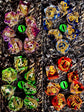 7-Piece Sharp Edge Resin Dice Set – Green Transparent Ring Core with Silver Numbers for RPGs Gamers Guild