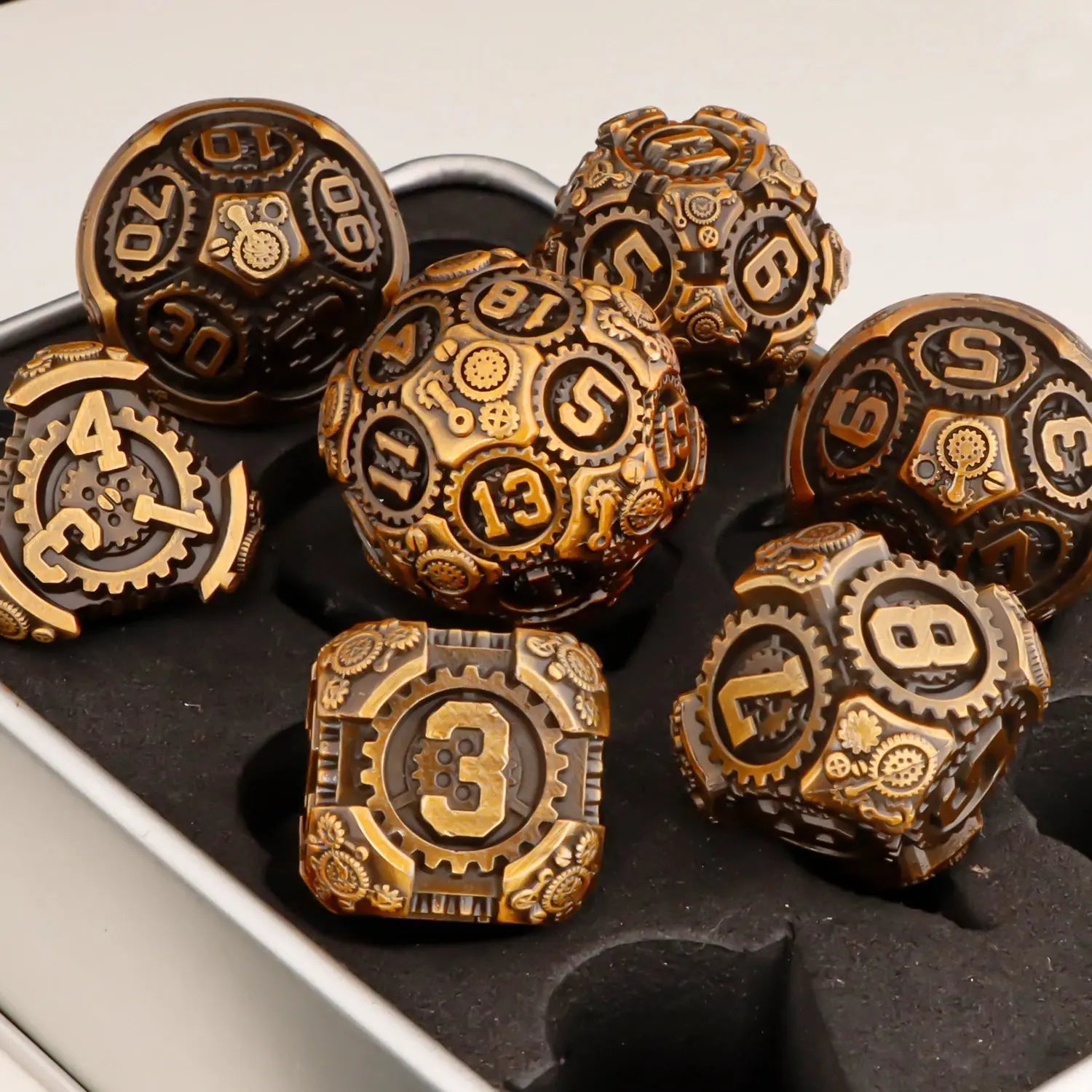 Metal Gear Polyhedral Dice Set – D20 & D6 RPG Dice for D&D, Trailblazer, Warhammer & Tabletop Games Gamers Guild