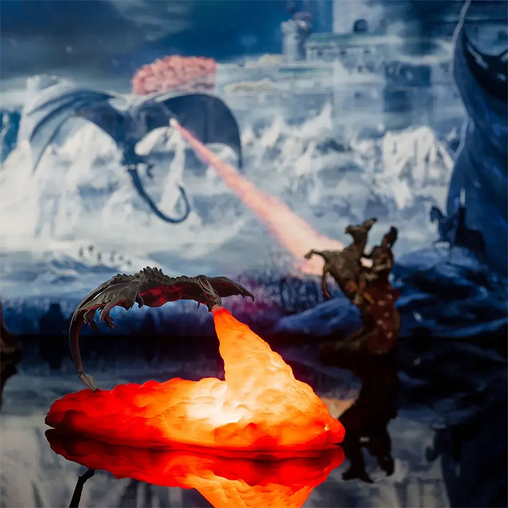 3D Printed Fire Dragon Light – USB Rechargeable LED Lamp for Gaming, Mystery Nights & Fantasy Decor Gamers Guild