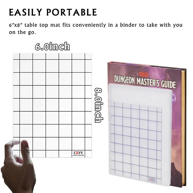 CZYY Acrylic Game Mat – 1" Square Grid Overlay (8"x11") for D&D, Pathfinder & TTRPGs Gamers Guild
