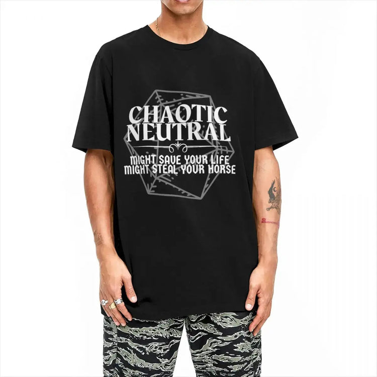 Chaotic Neutral Might Save Your Life T-Shirt – Funny DND Graphic Tee for Men & Women | Cotton RPG Top Gamers Guild