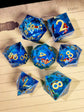 7-Piece Sharp Edge Resin Dice Set – Transparent Polyhedral Dice with Silver Sand & Black Numbers for D&D & RPG Tabletop Games Gamers Guild