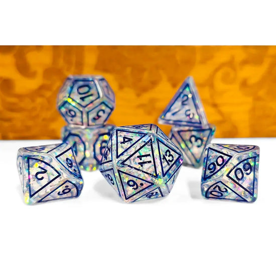 Dice Set Blue Magic Resin Polyhedral