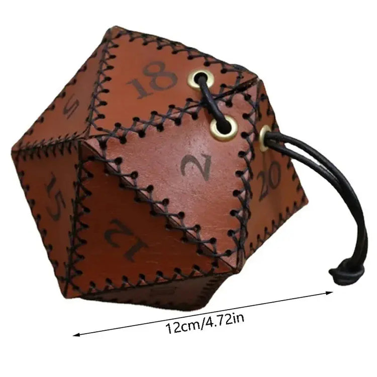 Leather D20 Dice Bag – Polyhedral Dice Pouch with Drawstring for DND, RPG & Board Game Storage Gamers Guild