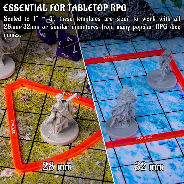 Area of Effect Spell Templates – 15-Piece Acrylic Set for D&D, Pathfinder & TTRPGs  Includes Cube, Cone, Circle & Line Markers Gamers Guild