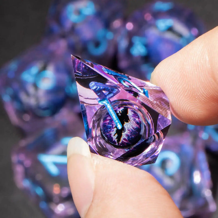 7-Piece Longan Eye Liquid Core Resin Dice Set – Sharp Edge Polyhedral Dice for Dungeons & Dragons, Pathfinder & RPG Tabletop Game Gamers Guild