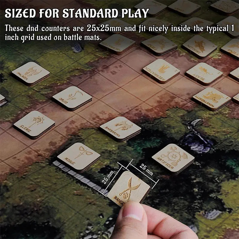 CZYY D&D Tabletop Game Tokens – 110 PCS Wooden Hero & Monster Set for RPGs Gamers Guild