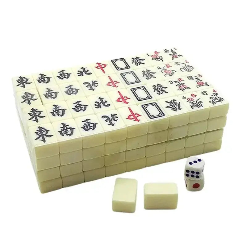 Mini Chinese Mahjong Game Set – 144 Engraved White Tiles, Compact Traveler Edition with Storage Box – Perfect for Family Gatherings, Parties & Leisure Play Gamers Guild
