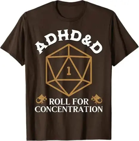ADHD&D Roll for Concentration T-Shirt – Funny RPG Graphic Tee | Vintage Gamer Shirt for Men & Women Gamers Guild