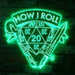 "How I Roll" DND Neon LED Sign – Edge-Lit Acrylic Gamer Light with Bluetooth Control  Game Room Decor for RPG Fans Gamers Guild
