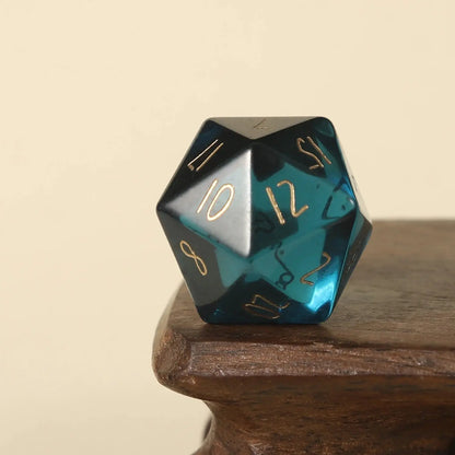 Crystal Quartz D20 – Handwritten Font Gemstone Dice for DND, Pathfinder & RPG Star Path Adventures Gamers Guild