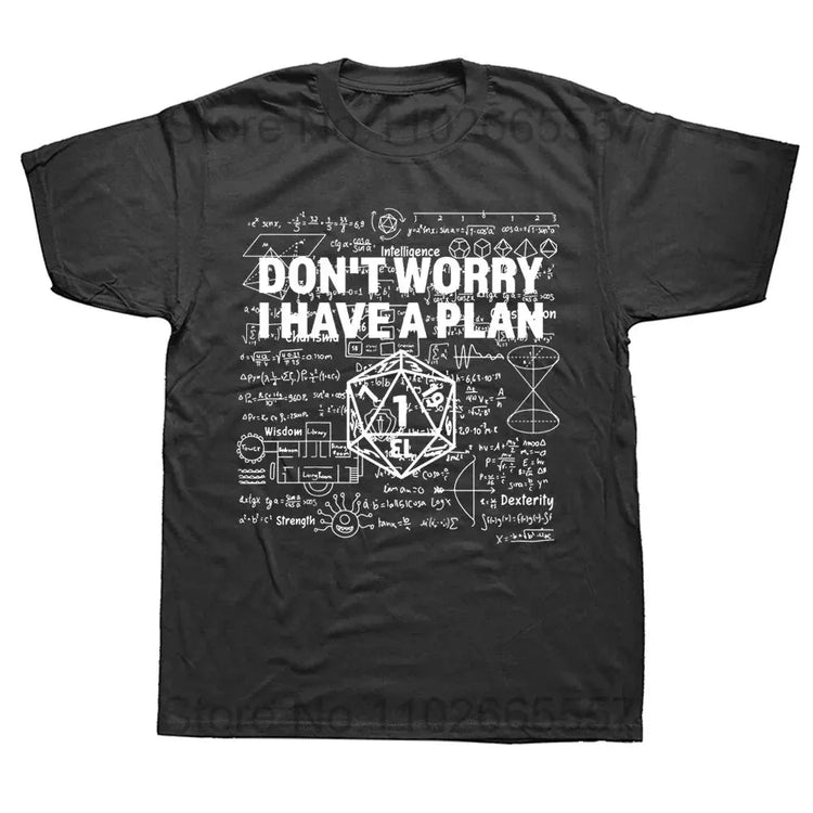 “I Have a Plan” D20 Graphic Tee – Casual Cotton Streetwear for D&D Fans Gamers Guild