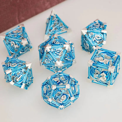 Ancient Gold Hollow Dragon Dice Set – Metal Polyhedral Dice for D&D, Pathfinder & RPGs Gamers Guild