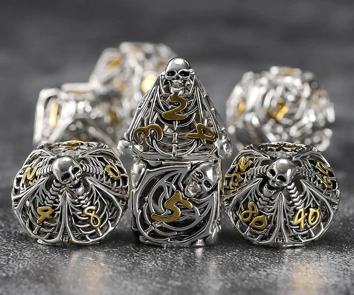 7-Piece Hollow Dragon Metal Dice Set – Intricately Carved Polyhedral Dice for D&D, Pathfinder & RPG Tabletop Games Gamers Guild