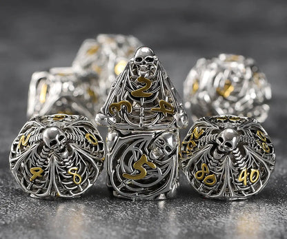 7-Piece Hollow Dragon Metal Dice Set – Intricately Carved Polyhedral Dice for D&D, Pathfinder & RPG Tabletop Games Gamers Guild