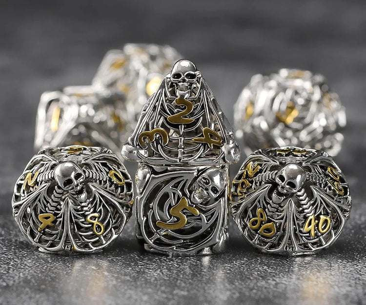 7-Piece Hollow Dragon Metal Dice Set – Intricately Carved Polyhedral Dice for D&D, Pathfinder & RPG Tabletop Games Gamers Guild