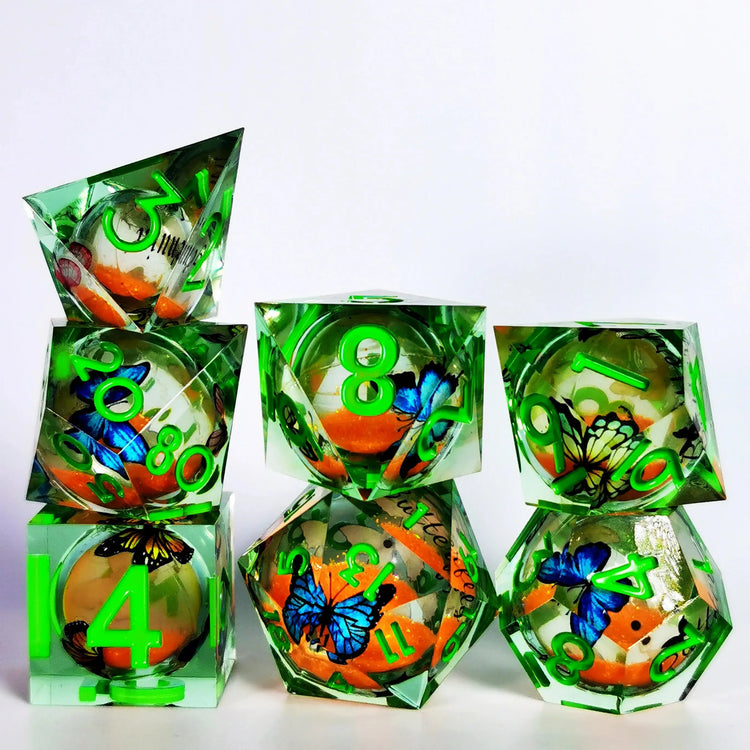 7-Piece Handmade Sharp Edge Resin Dice Set – Translucent Polyhedral Dice for D&D, Pathfinder & Tabletop RPGs Gamers Guild