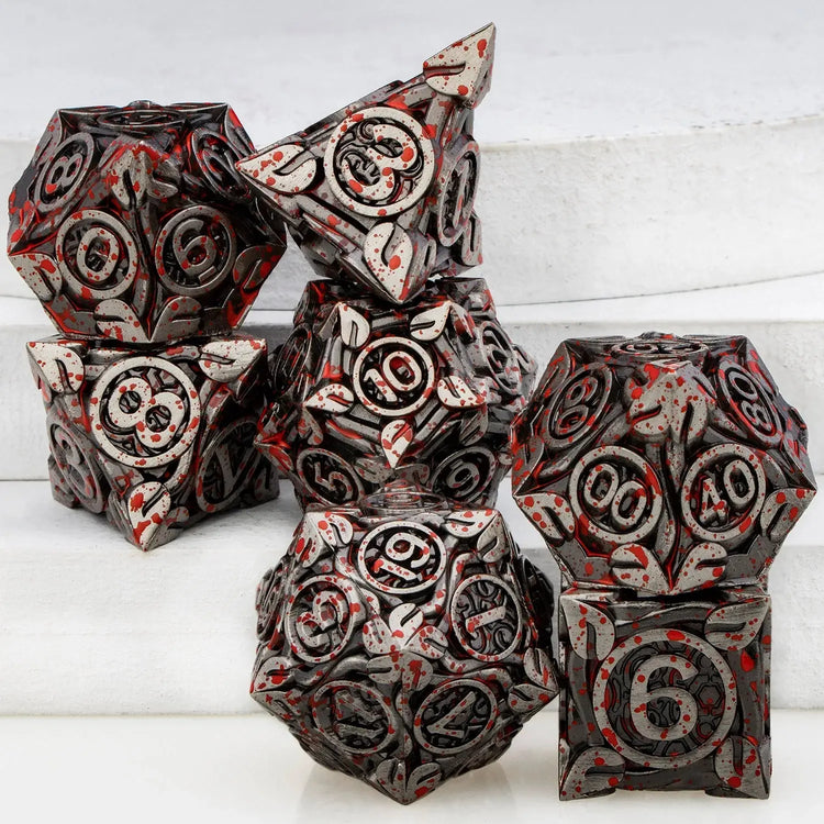 Tree Root Metal Dice Set – Red Polyhedral Dice for D&D, Pathfinder & RPGs Gamers Guild