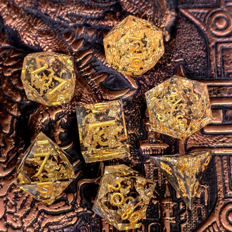 7-Piece Light Blue Resin Polyhedral Dice Set – Gold Numbered DND Dice for RPG & Tabletop Games Gamers Guild