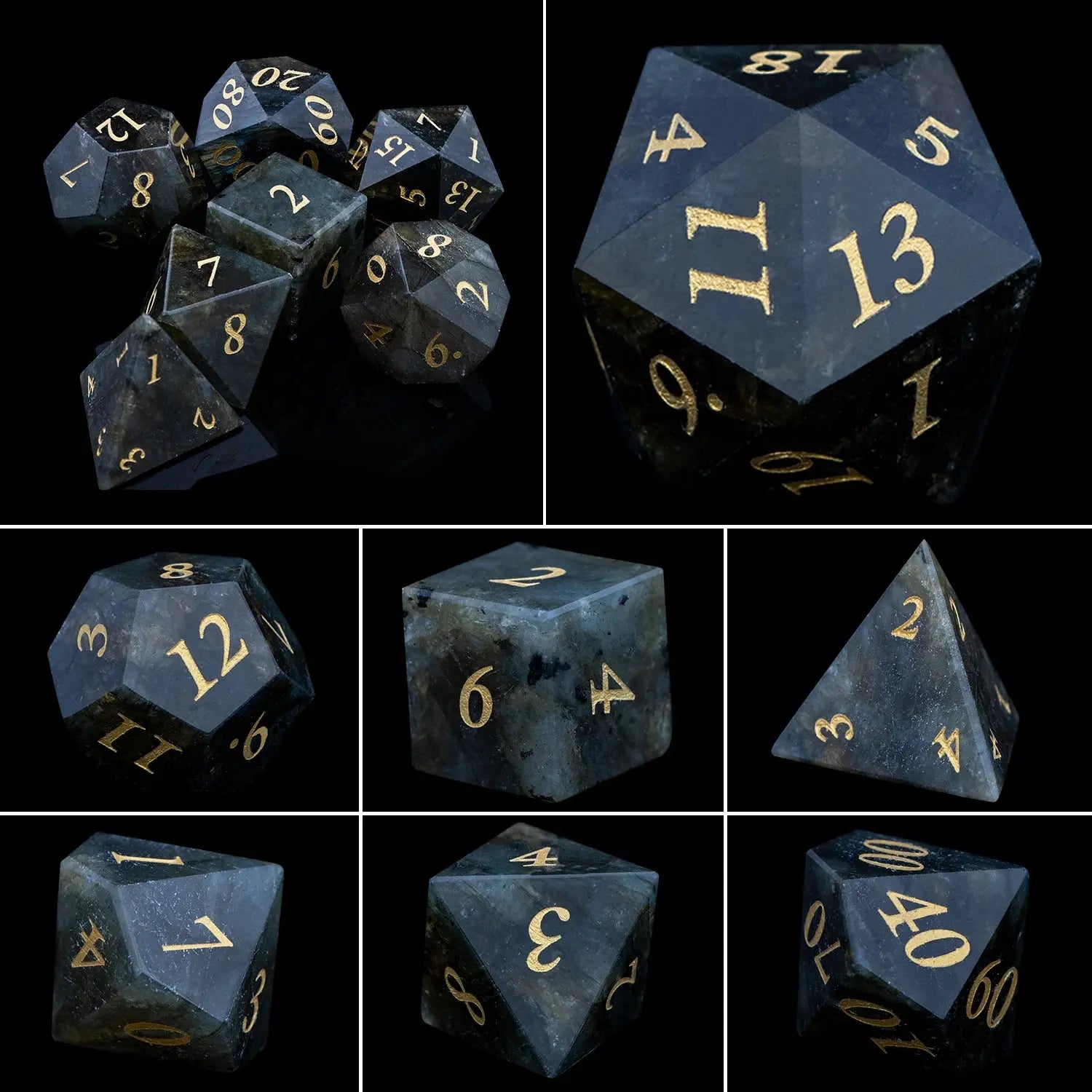 Purple Crystal Stone & Gem Dice Set – Sharp Edge Polyhedral Dice for D&D, Pathfinder & RPGs Gamers Guild