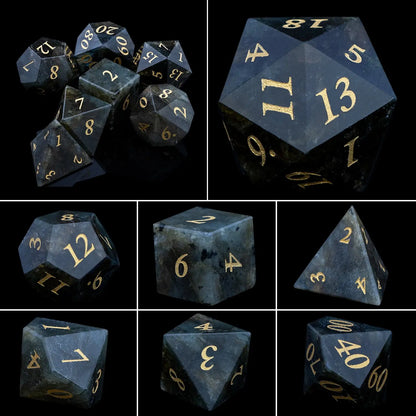 Purple Crystal Stone & Gem Dice Set – Sharp Edge Polyhedral Dice for D&D, Pathfinder & RPGs Gamers Guild