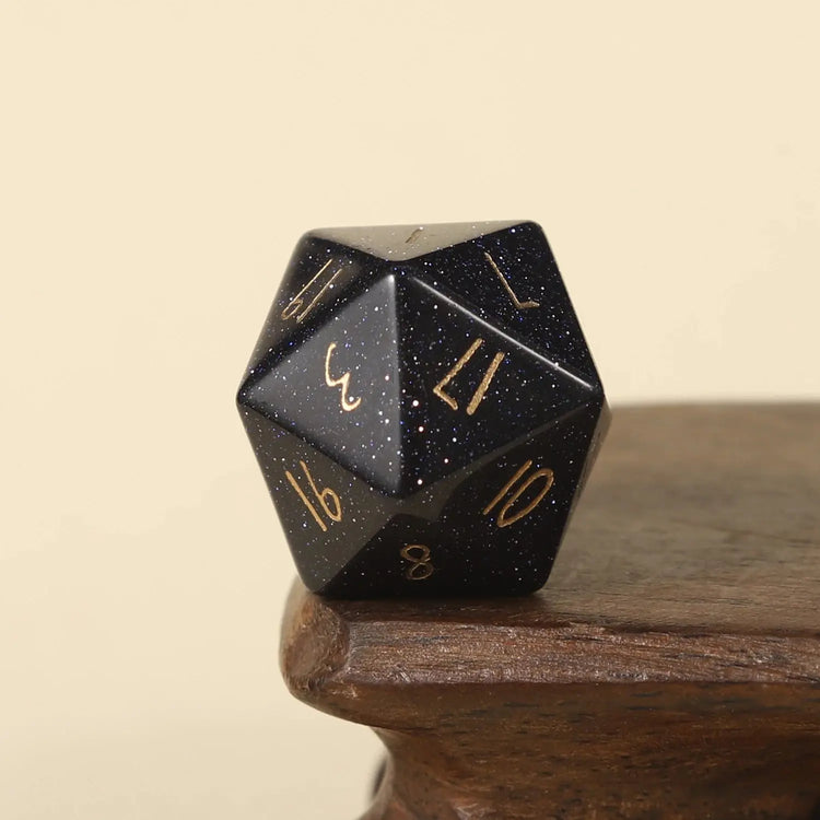 Crystal Quartz D20 – Handwritten Font Gemstone Dice for DND, Pathfinder & RPG Star Path Adventures Gamers Guild