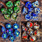 Spinning Dragon Eye Resin Dice Set – 7-Piece Transparent Sharp Edge Polyhedral Dice for RPGs Gamers Guild