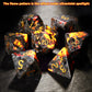 Flame Stone Volcanic Dice Set – 7Pcs UV-Reactive Gemstone Polyhedral Dice for DND & RPG Gamers Guild