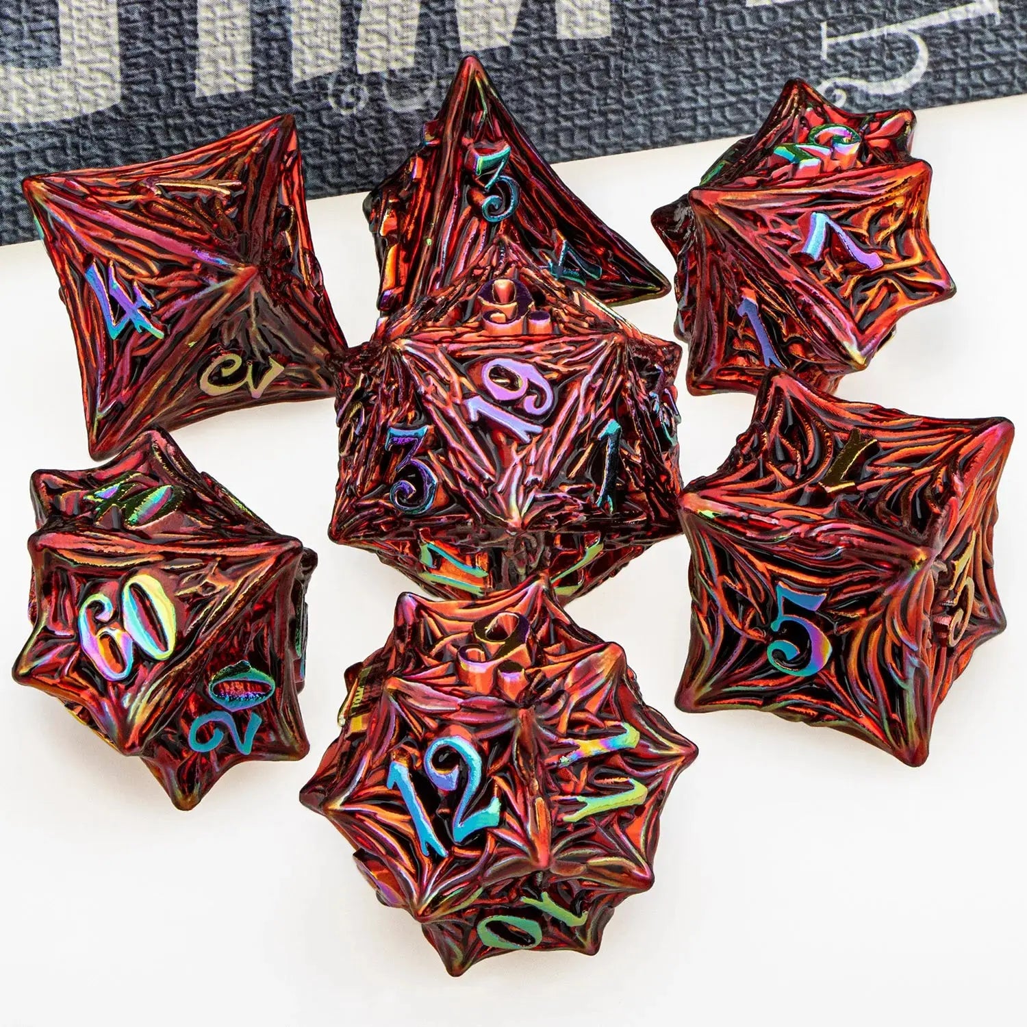 Tree Root Metal Dice Set – Red Polyhedral Dice for D&D, Pathfinder & RPGs Gamers Guild