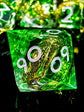 7-Piece Sharp Edge Resin Dice Set – Green Transparent Ring Core with Silver Numbers for RPGs Gamers Guild