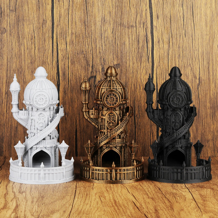 OMGLOBAL Octahedron Dice Tower – Hand-Painted 3D Printed Roller for D&D, Pathfinder & TTRPGs Gamers Guild