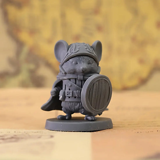 Mouse Warrior Miniature – Hand-Painted Resin Hero with Sword & Shield Gamers Guild