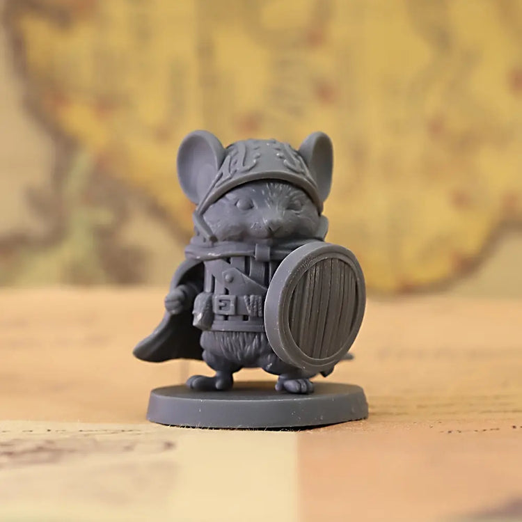Mouse Warrior Miniature – Hand-Painted Resin Hero with Sword & Shield Gamers Guild