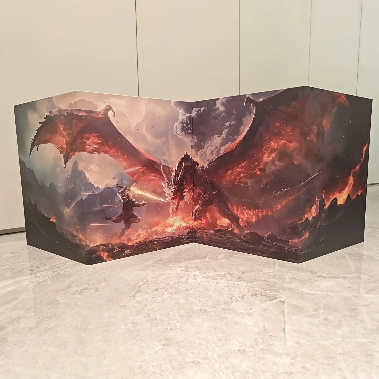 Foldable DND Master Screen – 4-Panel Fire & Dragon Battle Design with 5E Inserts for Dungeons & Dragons, Pathfinder & TTRPGs Gamers Guild