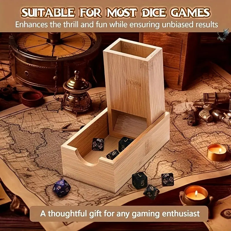 Foldable Bamboo Dice Tower – Portable Wooden Rolling Tower & Storage Box for RPGs, Board Games & Gatherings Gamers Guild