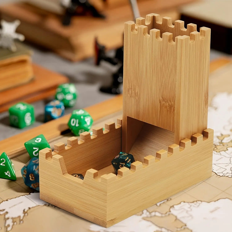 Foldable Bamboo Dice Tower – Portable Wooden Rolling Tower & Storage Box for RPGs, Board Games & Gatherings Gamers Guild