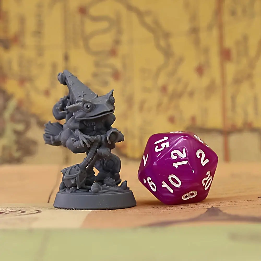 Frog Wizardess Miniature – Unpainted Resin Spellcaster with Mushroom & Bat Motif Gamers Guild